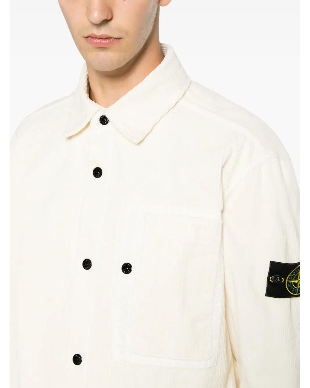 Stone Island Natural 1200016 Organic Cotton Corduroy 800 Overshirt for men