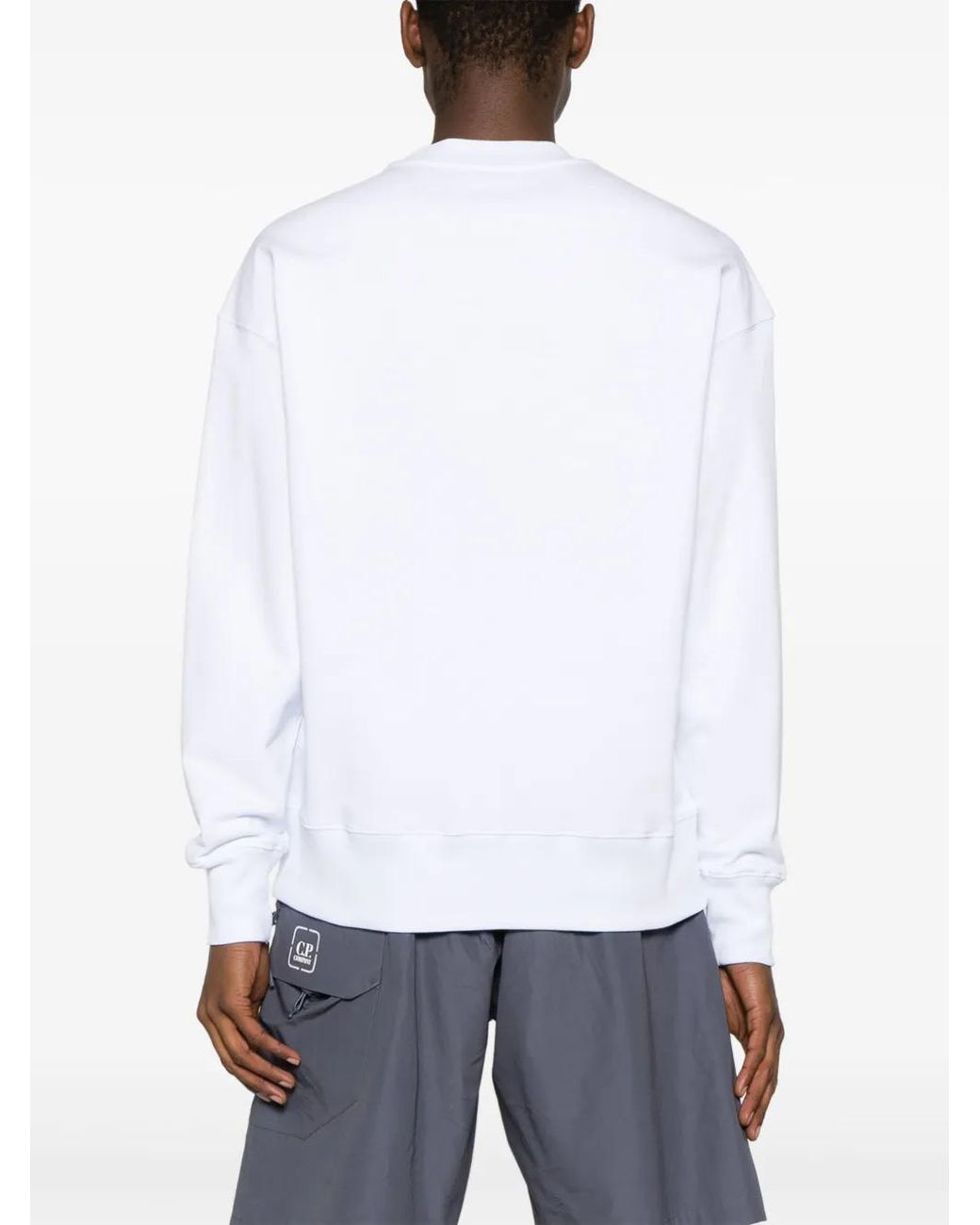 MSGM White Logo-Print Cotton Sweatshirt for men