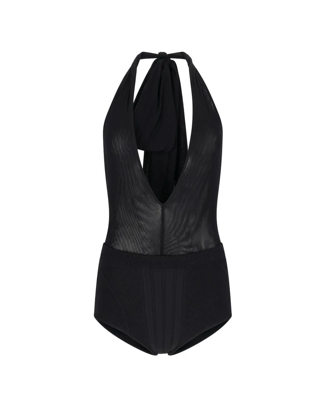 The Attico Black Halterneck Tulle Bodysuit