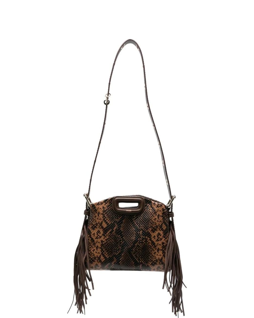 Maje White Python-Embossed Miss M Mini Bag