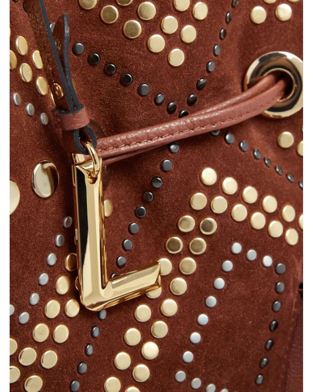 Lancel Brown Medium Premier Flirt Studded Bucket Bag