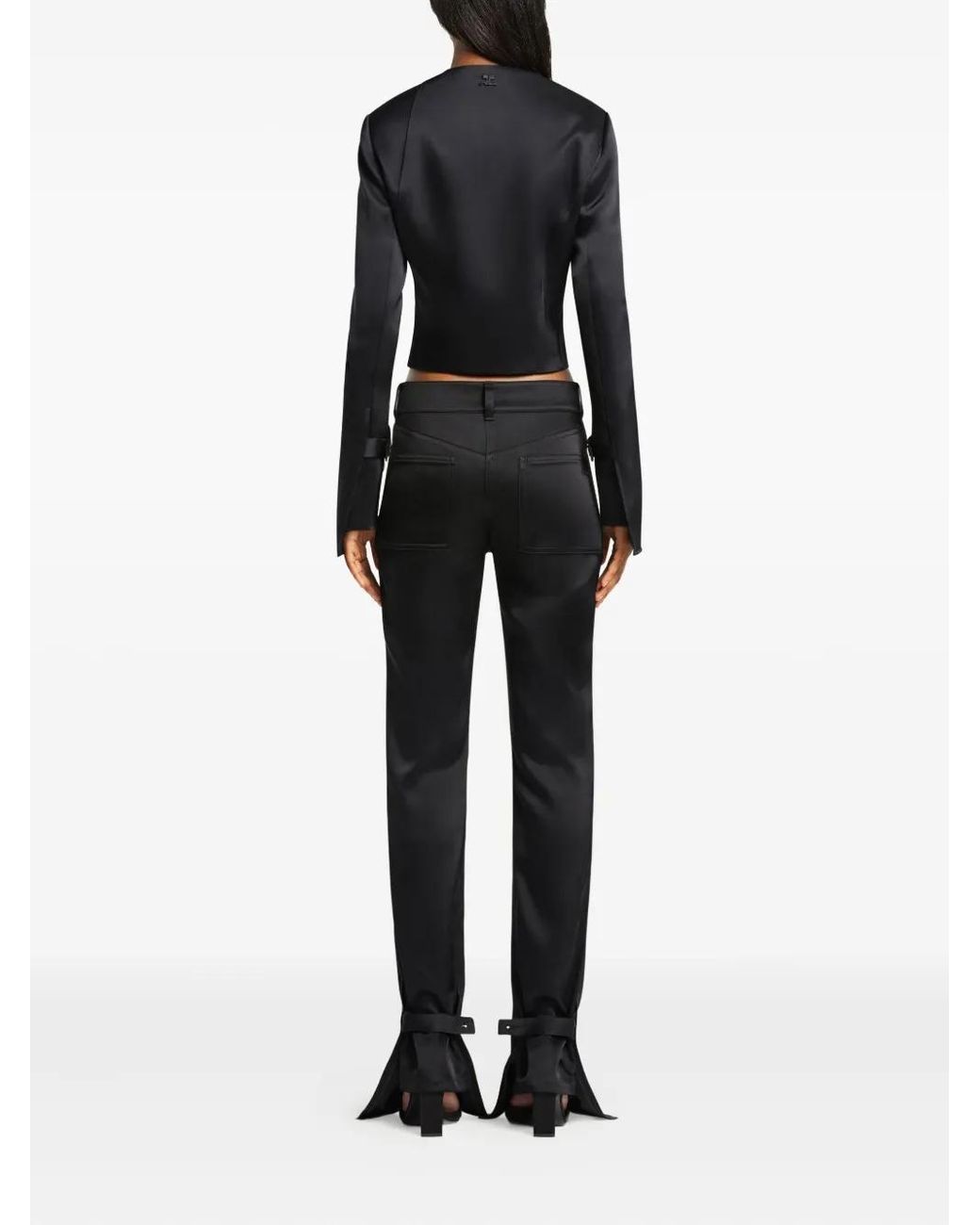Courreges Black Satin Bootcut Pants