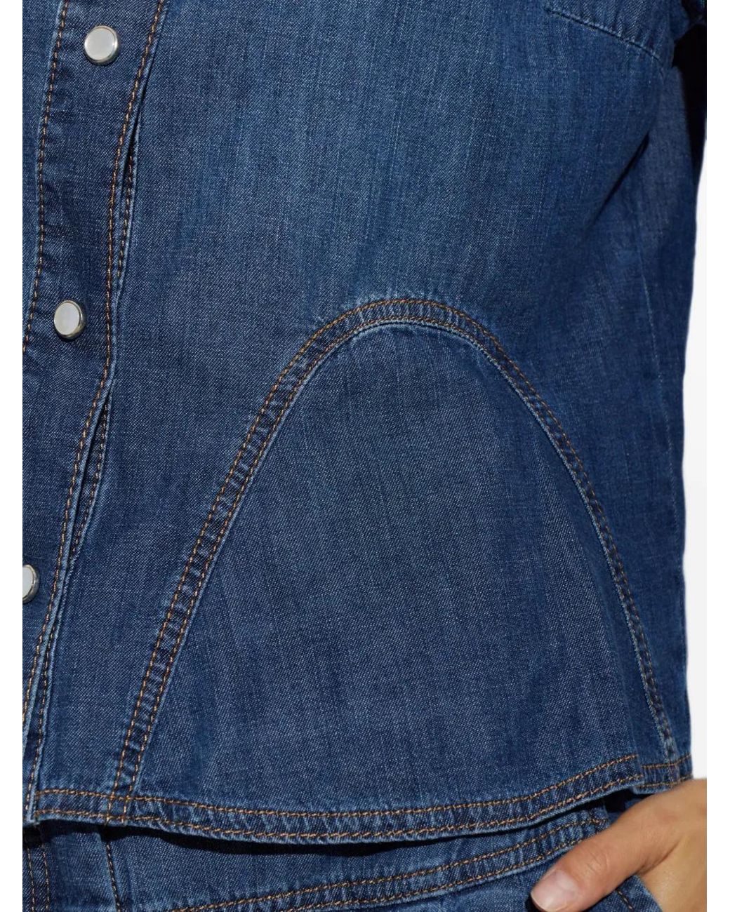 Munthe Blue Chemise En Jean Vunna À Manches Évasées