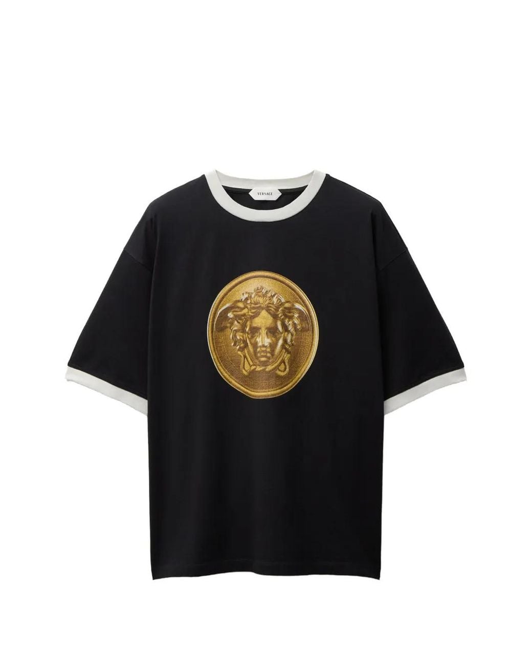 Versace Black Printed Cotton-Jersey Regular T-Shirt for men