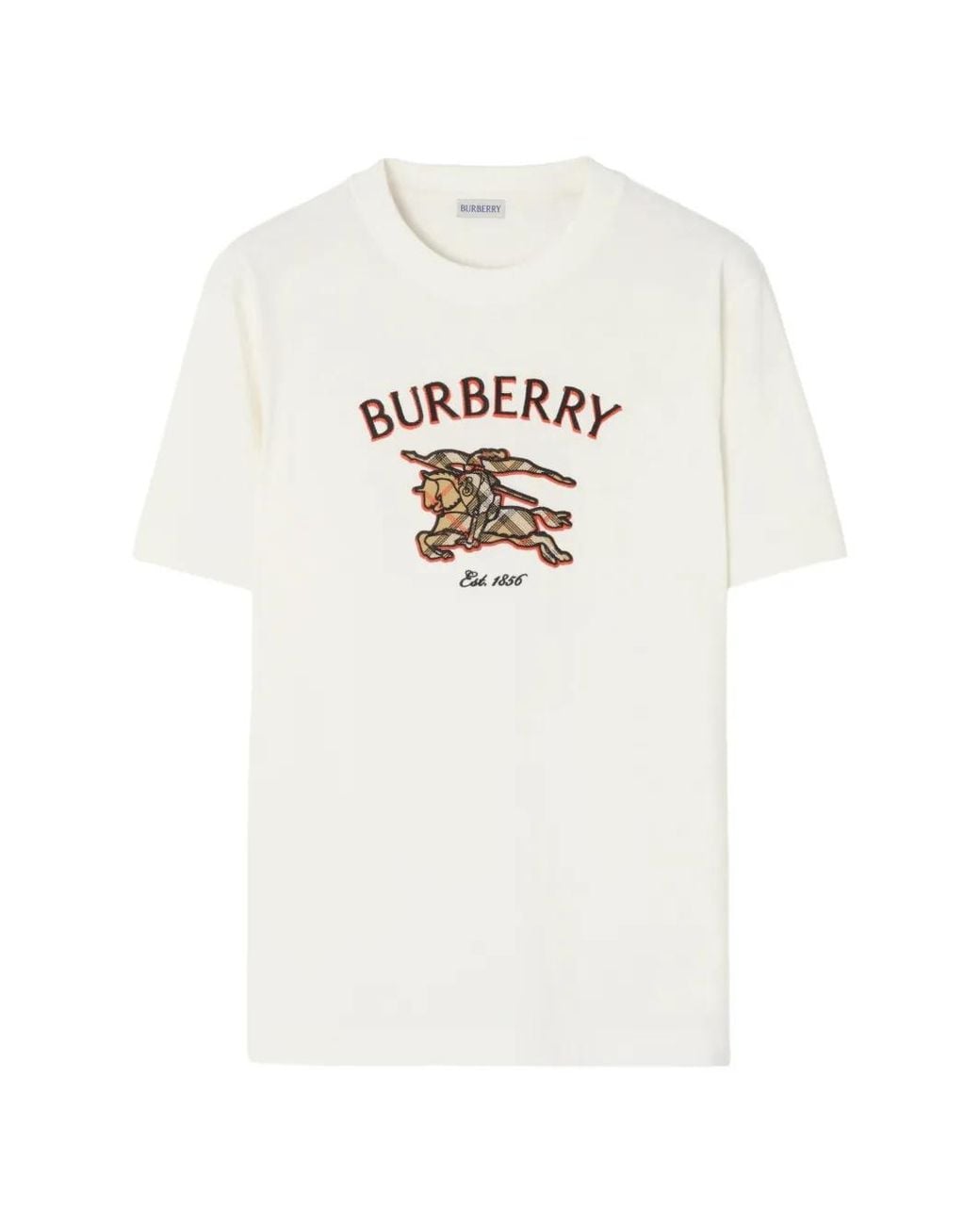 Burberry White Knight Check Cotton T-Shirt for men