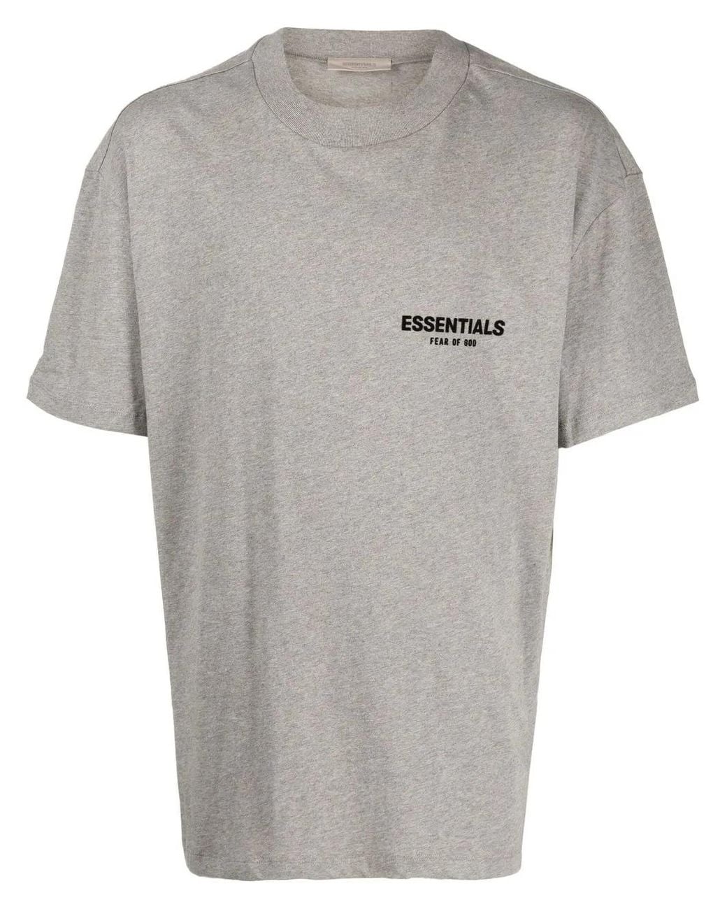 Fear Of God Gray Logo-Print Cotton T-Shirt for men