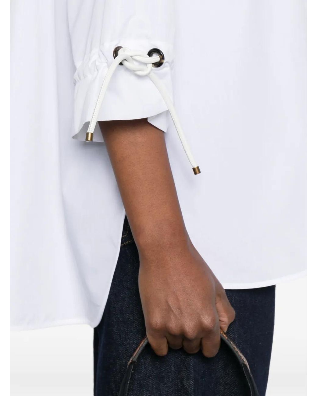 Max Mara White Feminine Polo With Open Collar And Slits