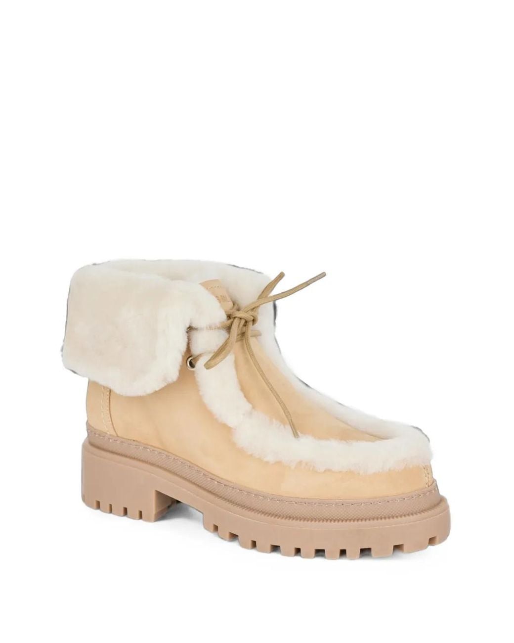 Yves Salomon Natural Shearling-Trim Suede Ankle Boots