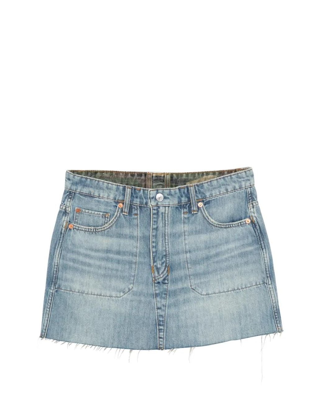 Re/done Blue The Rewind Denim Skirt