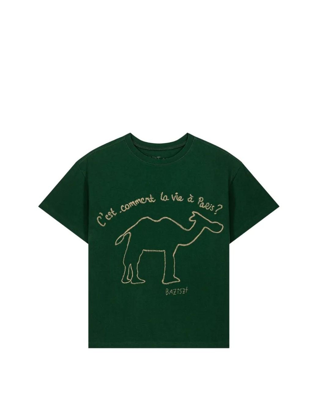 BAZISZT Green Kamy Camel-Print T-Shirt for men