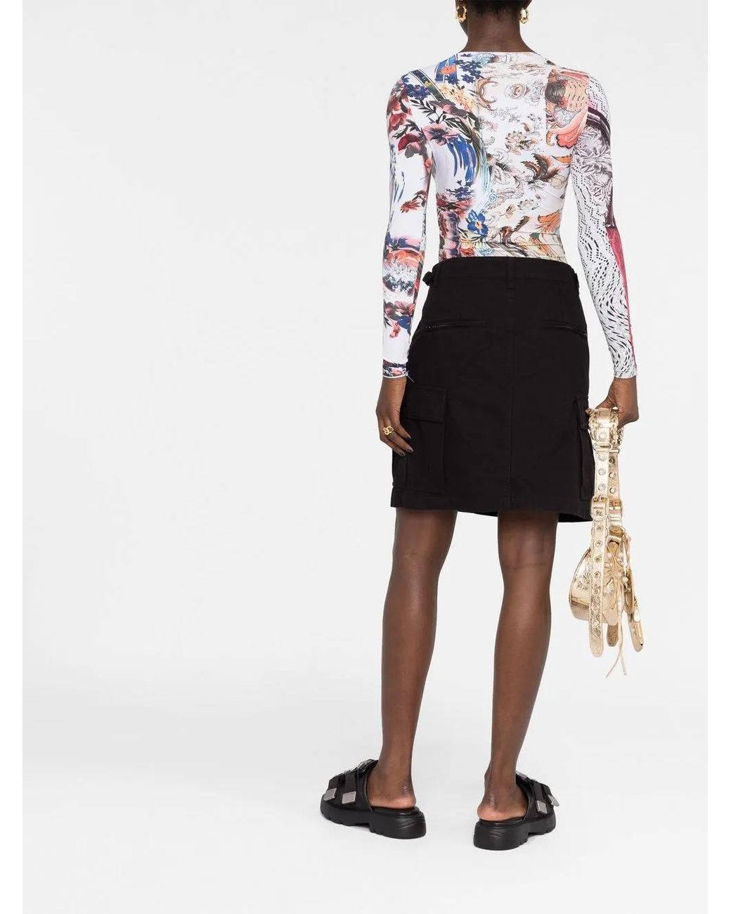 Balenciaga Black Cargo A-Line Skirt