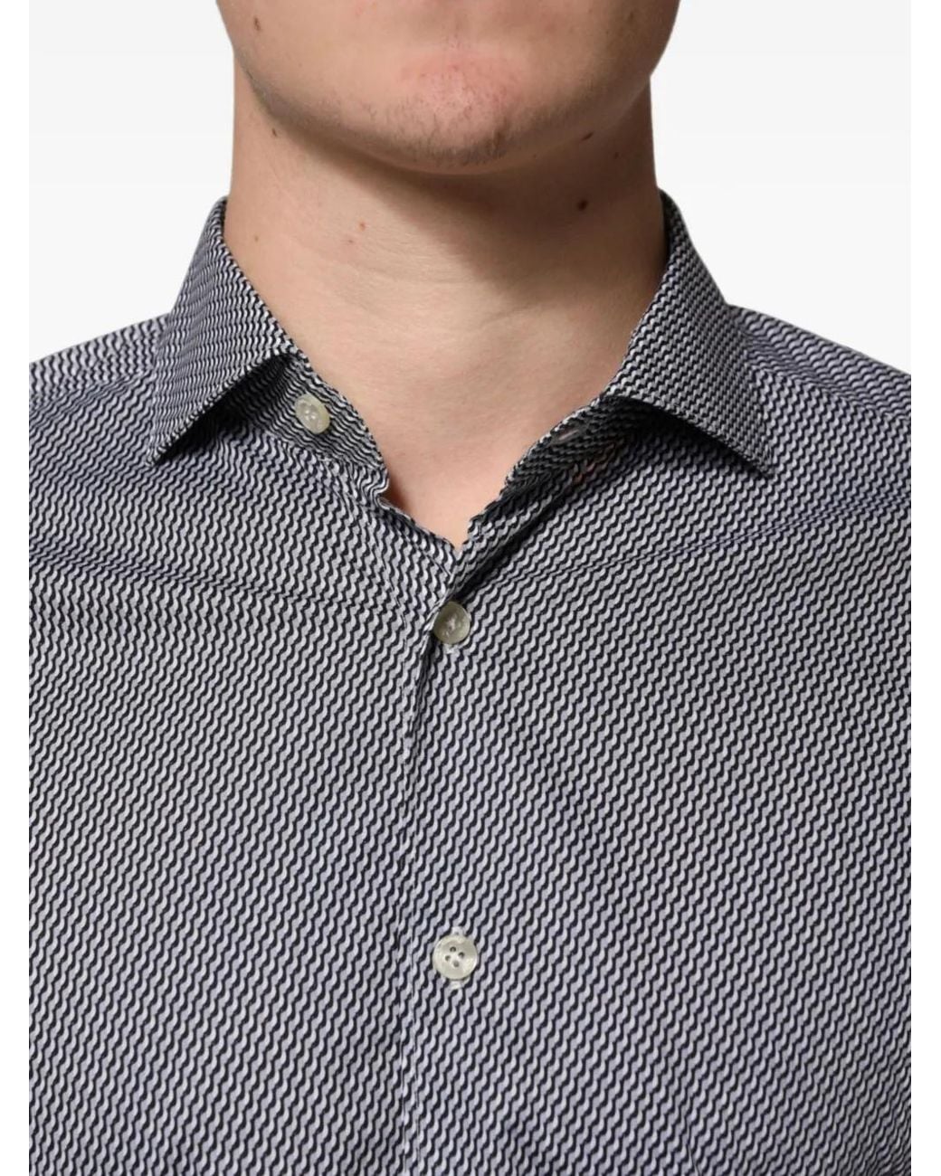 Domenico Tagliente Gray Geometric-Pattern Long-Sleeve Shirt for men
