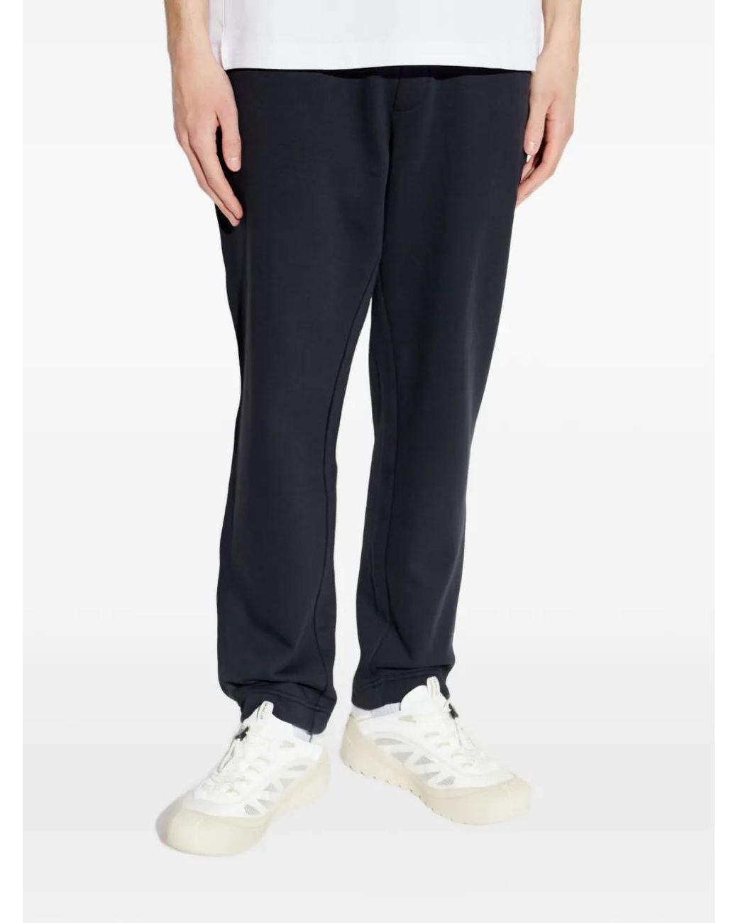 Moncler Blue Pantalon De Jogging En Coton À Patch Logo for men