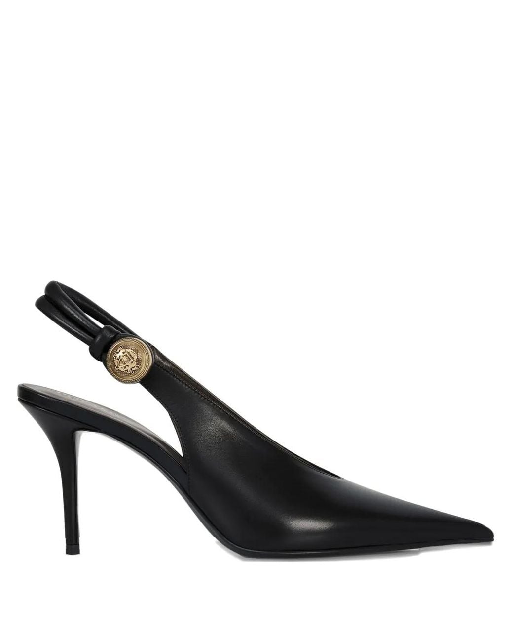 POTAMY Black 100Mm Leather Heeled Pumps