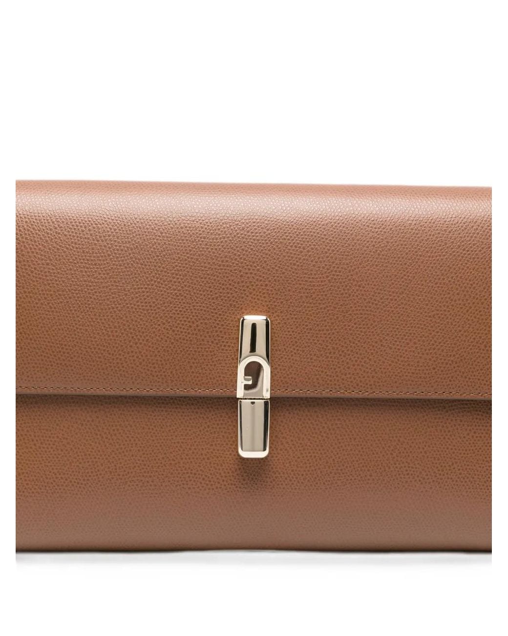 Furla Brown Grainy-Leather Clutch Bag