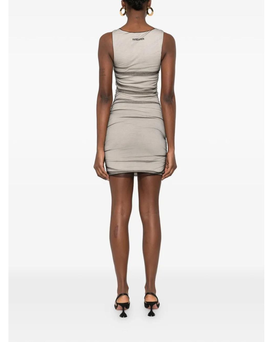 Patrizia Pepe Natural Tulle Fitted Mini Dress