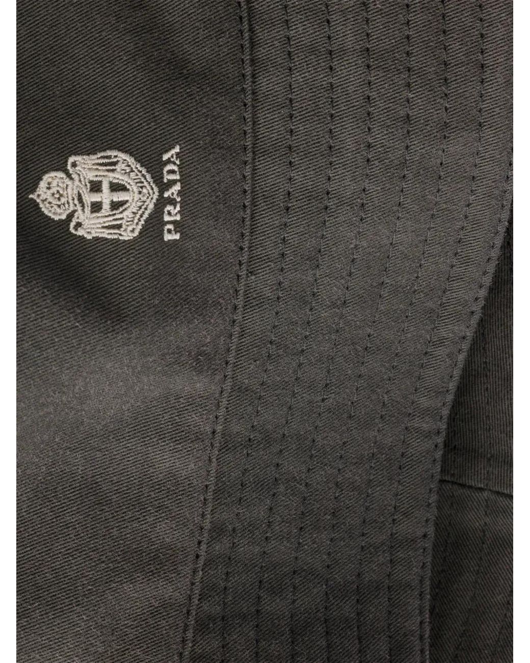Prada Black Gabardine Bucket Hat for men