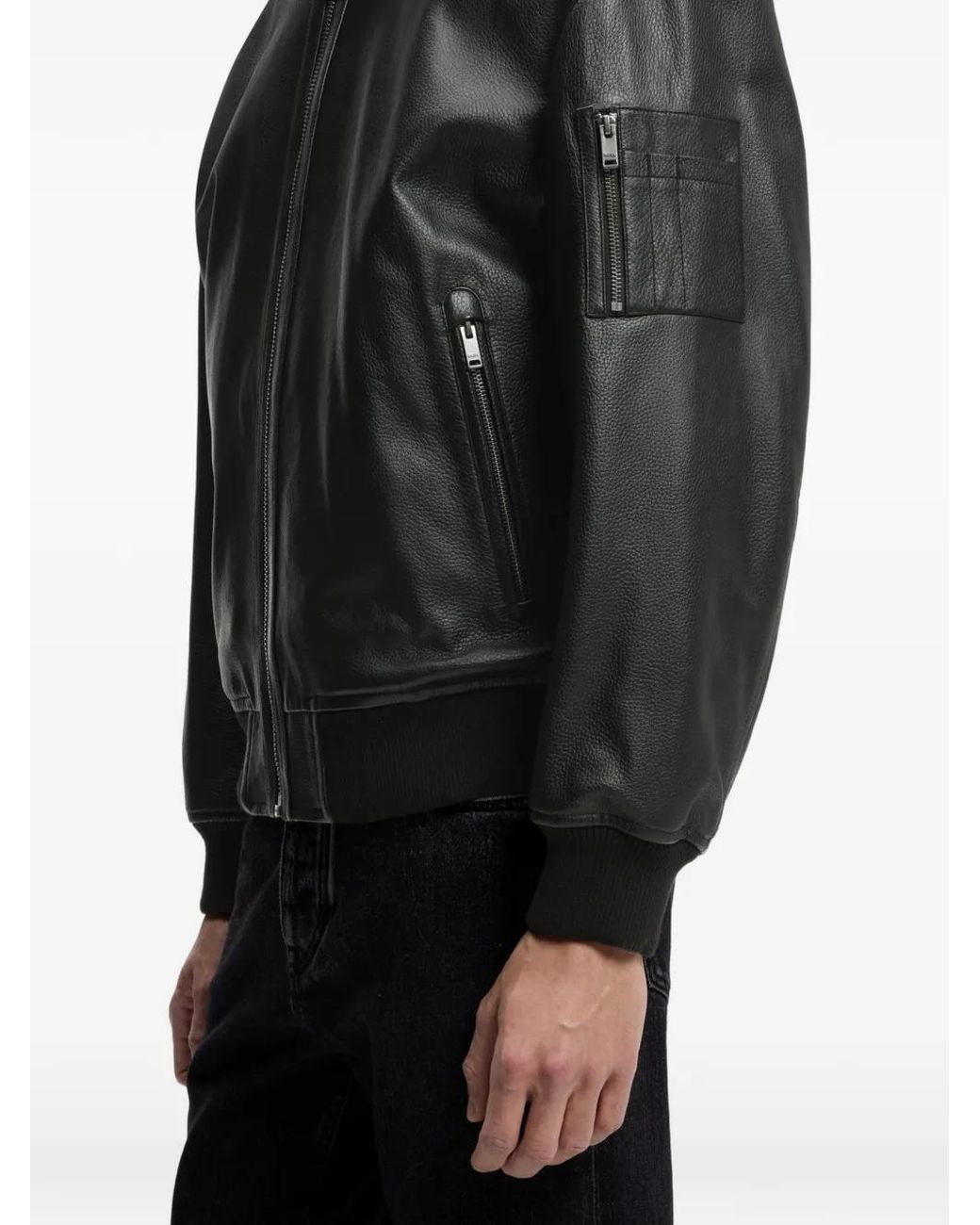 Boss Black Veste Bomber En Cuir À Fermeture Zippée for men