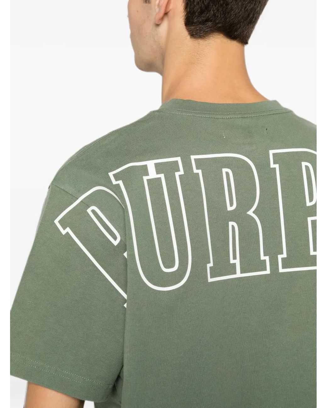 Purple Brand Green Logo-Print Jersey T-Shirt for men