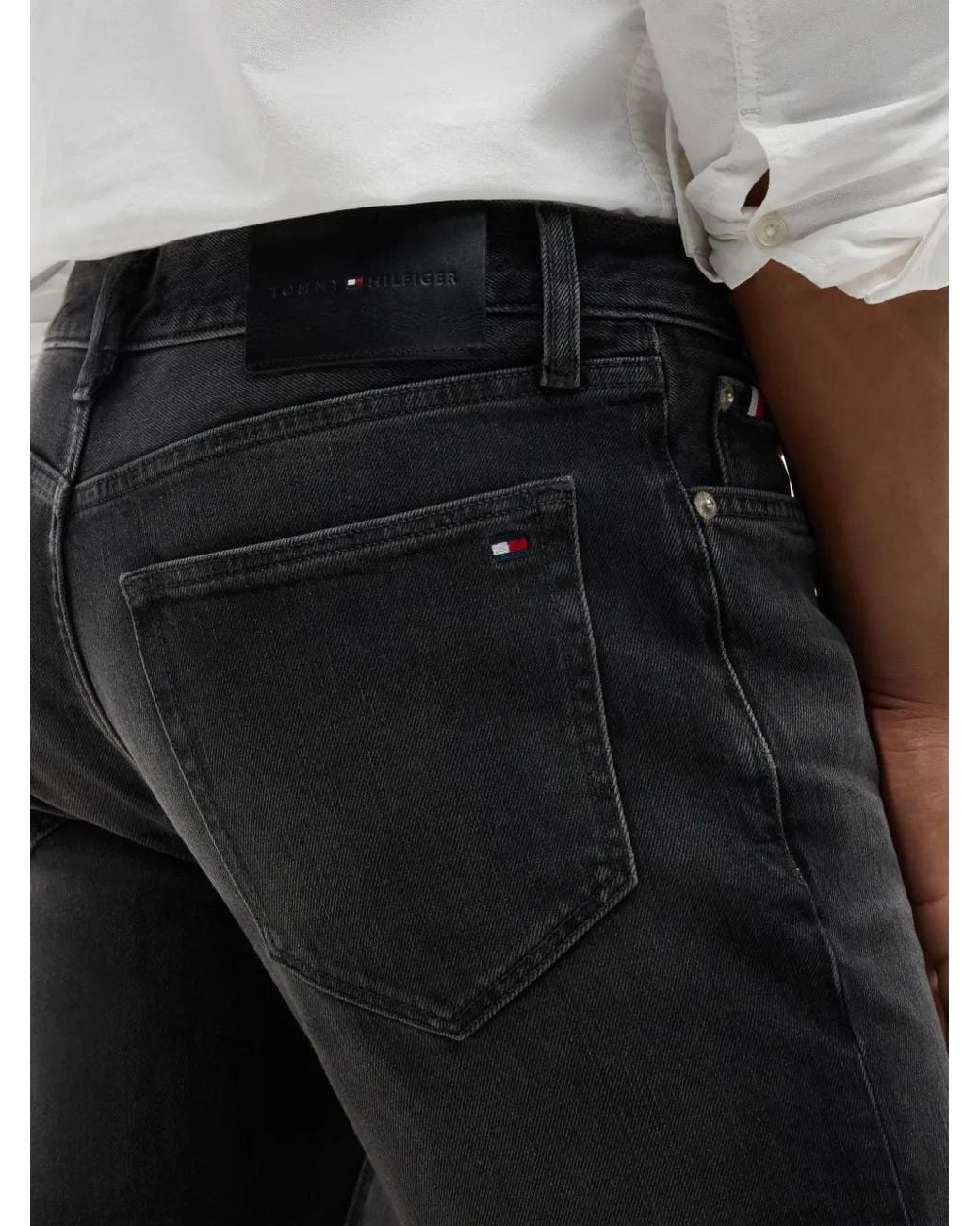 Tommy Hilfiger Black Faded-Effect Slim-Fit Jeans for men