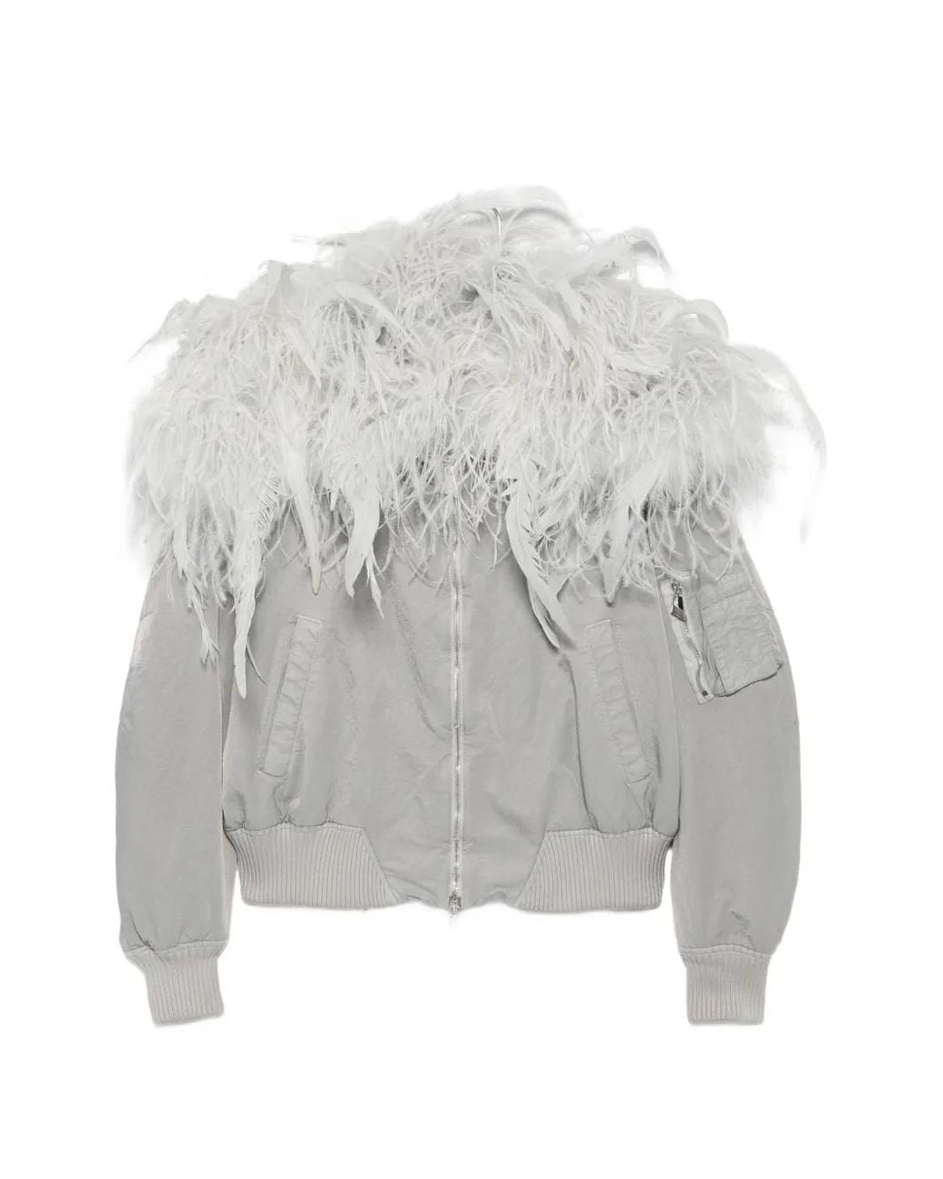 The Attico Gray Superattico10 Feather Bomber Jacket