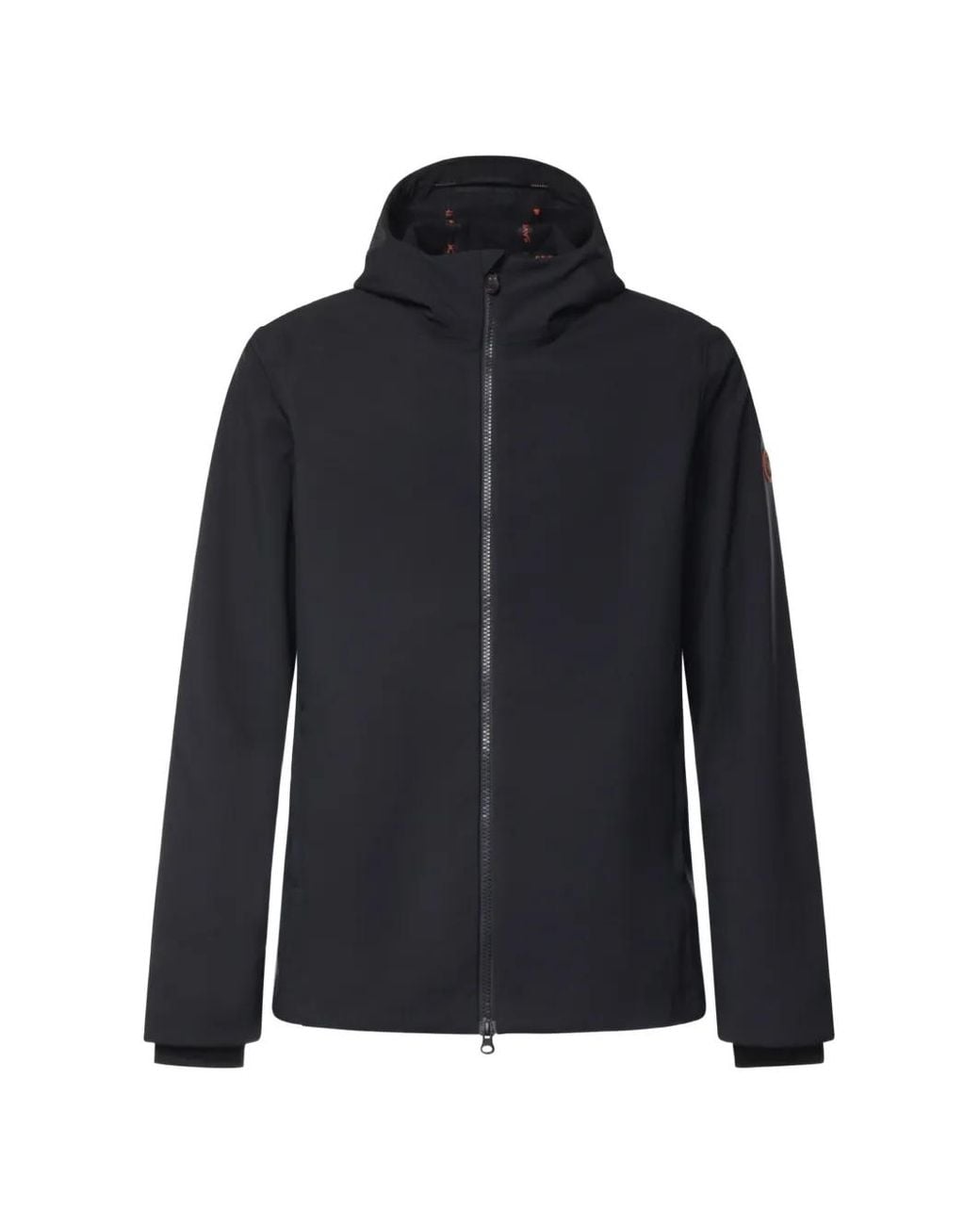 Save The Duck Blue Logo-Patch Hooded Jacket for men