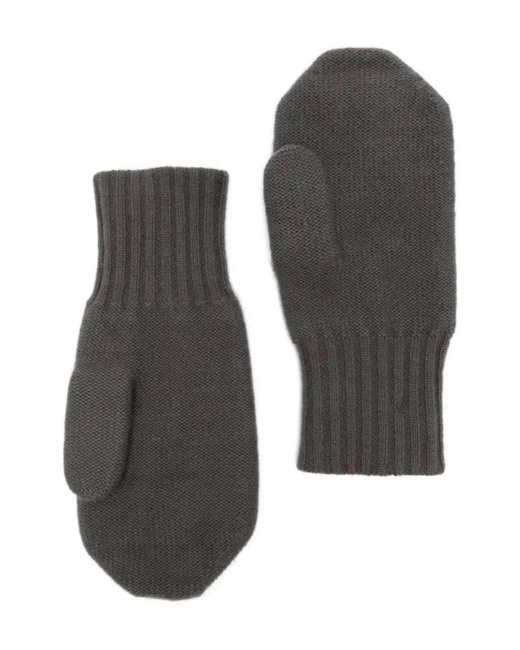 Liska Gray Ribbed-Cuff Gloves