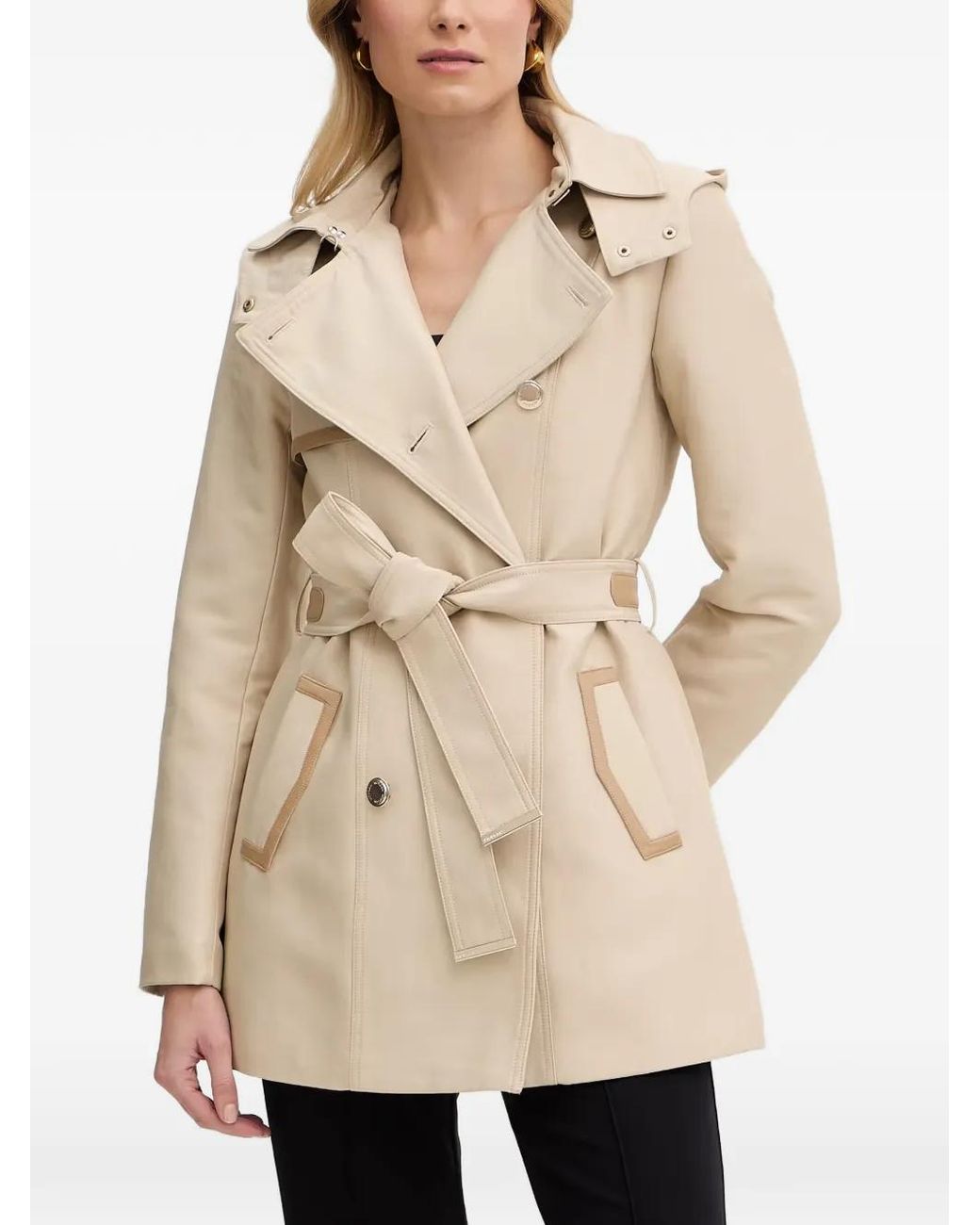 Morgan Natural Gsamir Belted Hooded Trench Coat