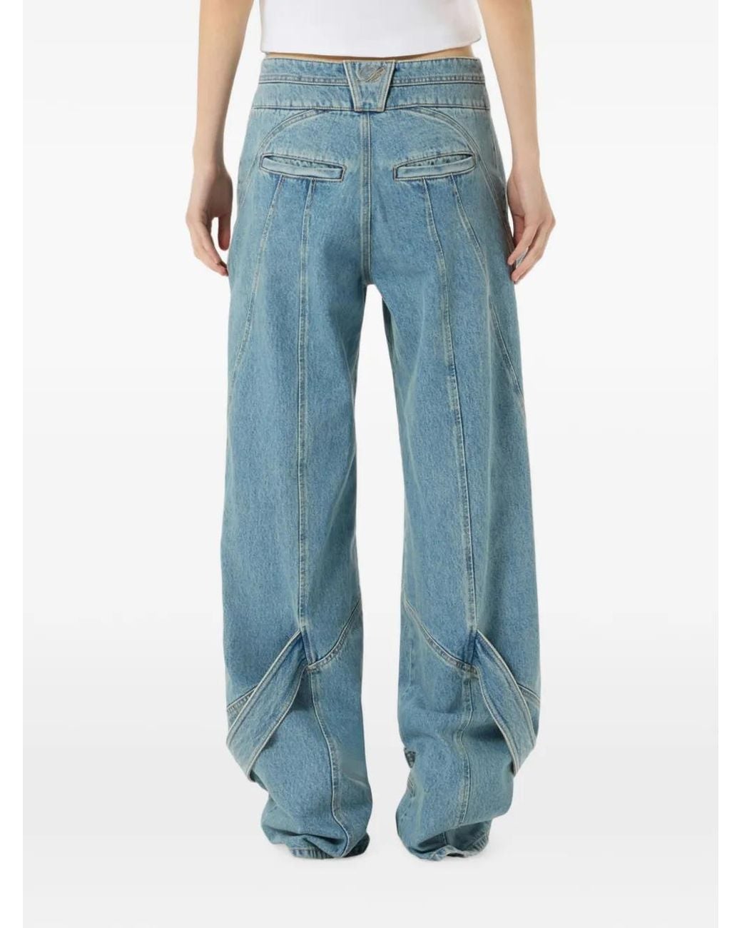 Blumarine Blue Belted Panelled Jeans