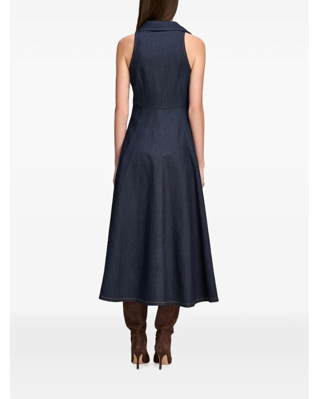 Cinq À Sept Blue Sherri Twist-Detail Denim Midi Dress