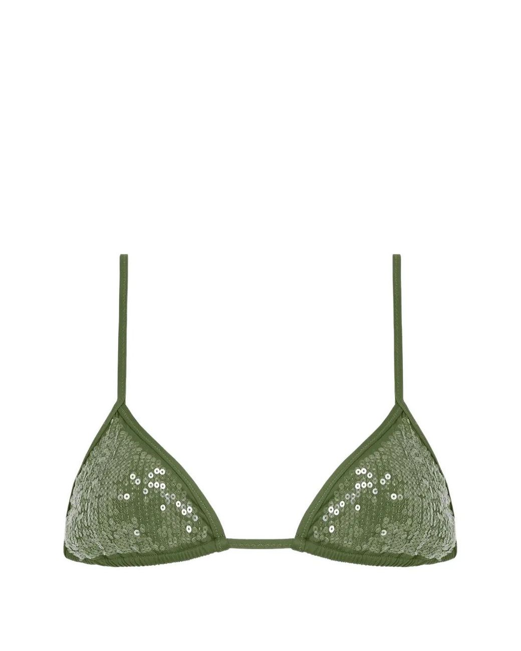 Tropic of C Green Equator Sequin-Embellished Bikini Top