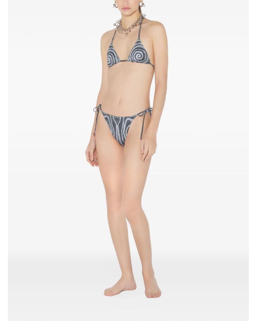 Jean Paul Gaultier Gray Printed Tie Bikini Bottom