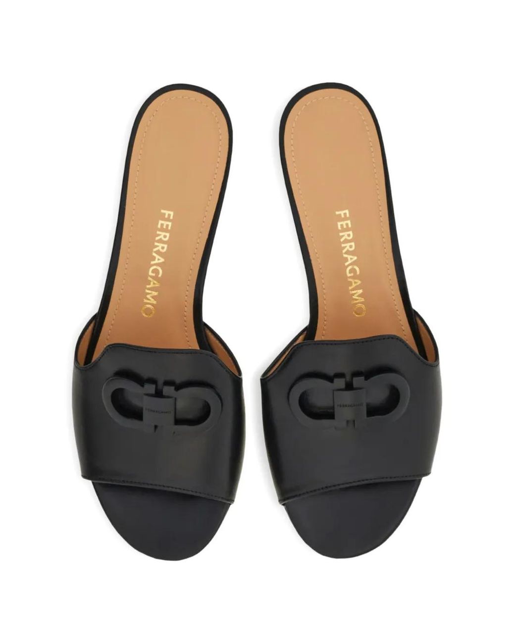 Ferragamo White Gancini Ornament Slides