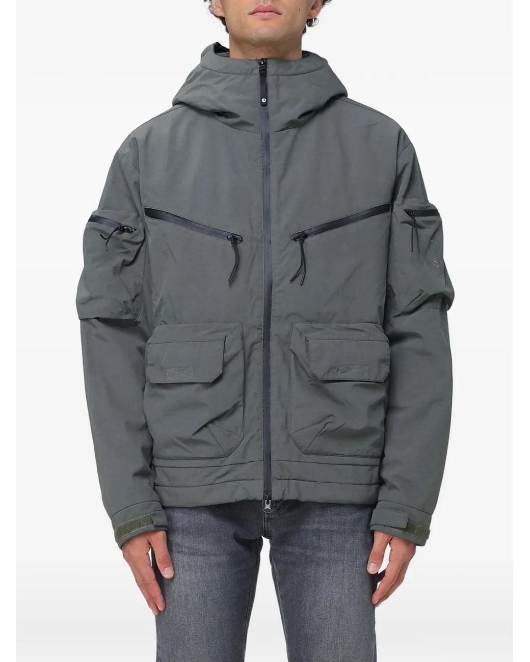 Murphy & Nye Gray Hooded Multi-Pocket Jacket for men