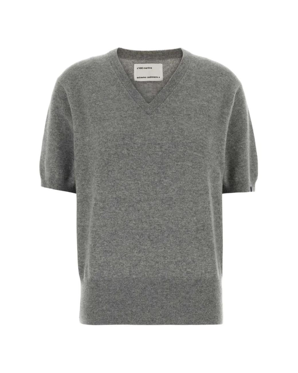 Extreme Cashmere Gray N°490 Martina V-Neck Knit T-Shirt