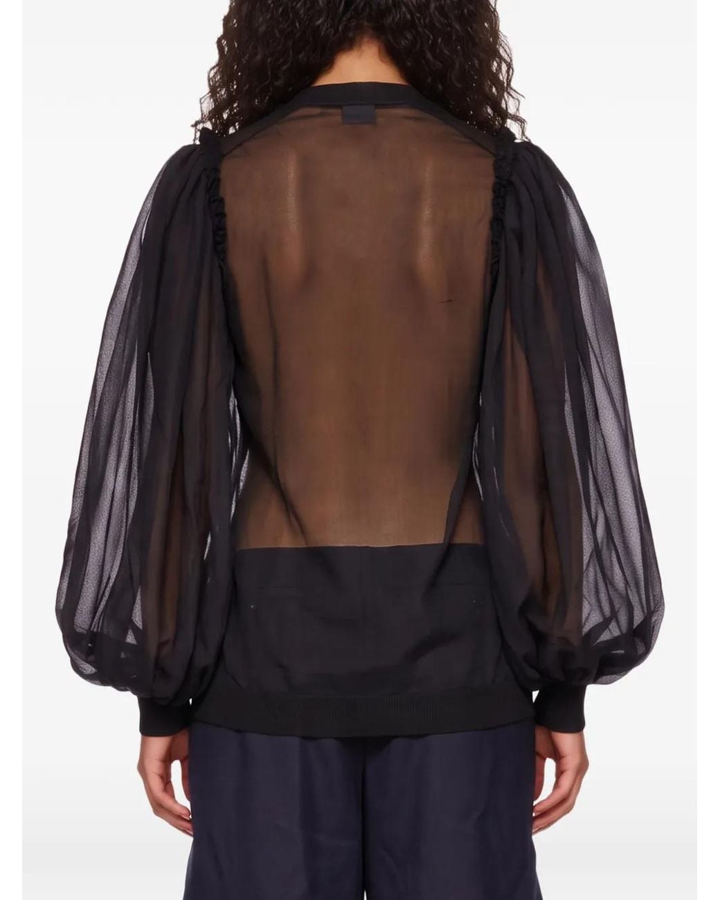 Comme des Garçons Black Sheer Ruffled-Trim Blouse