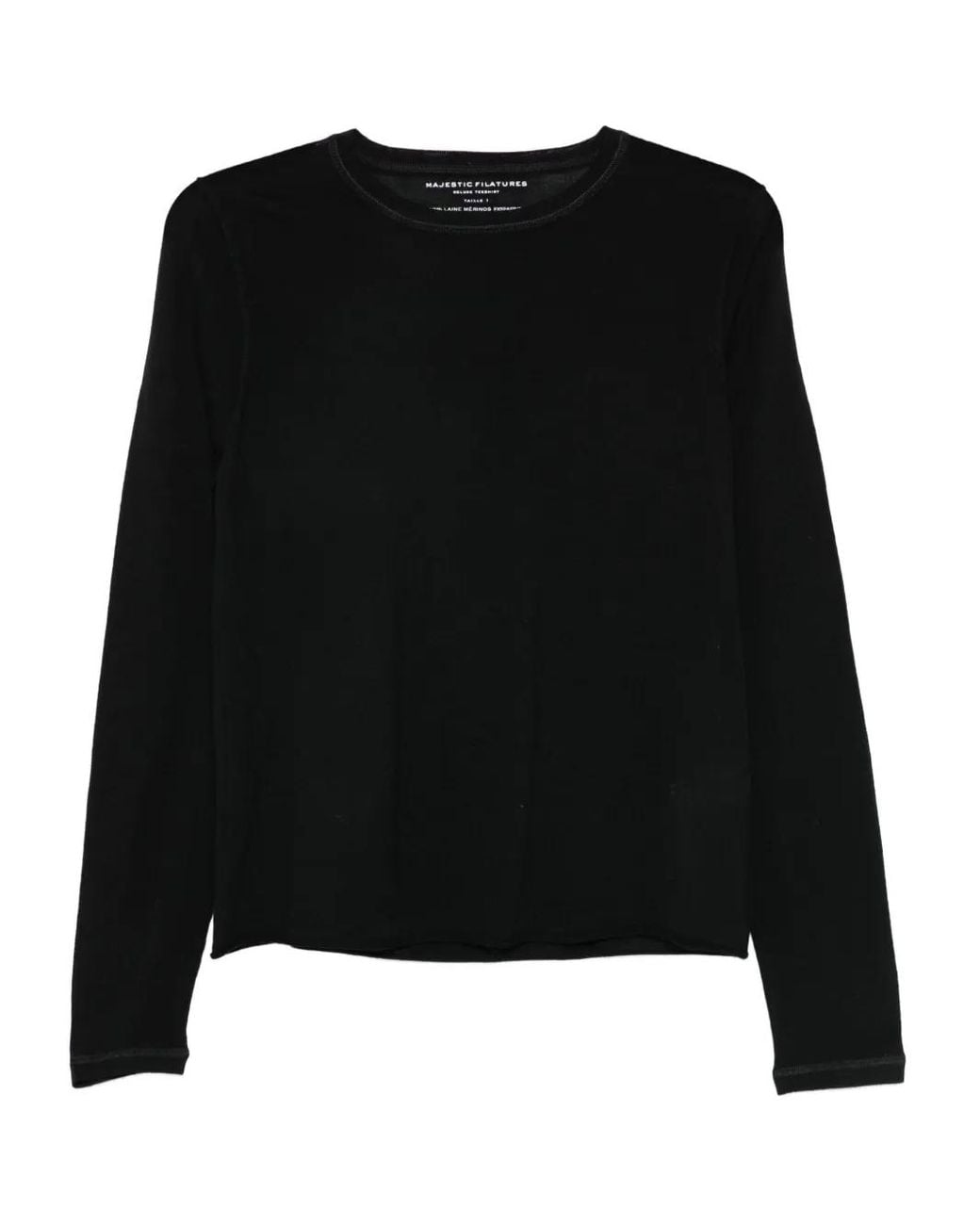 Majestic Filatures Black Merino Wool Sweatshirt