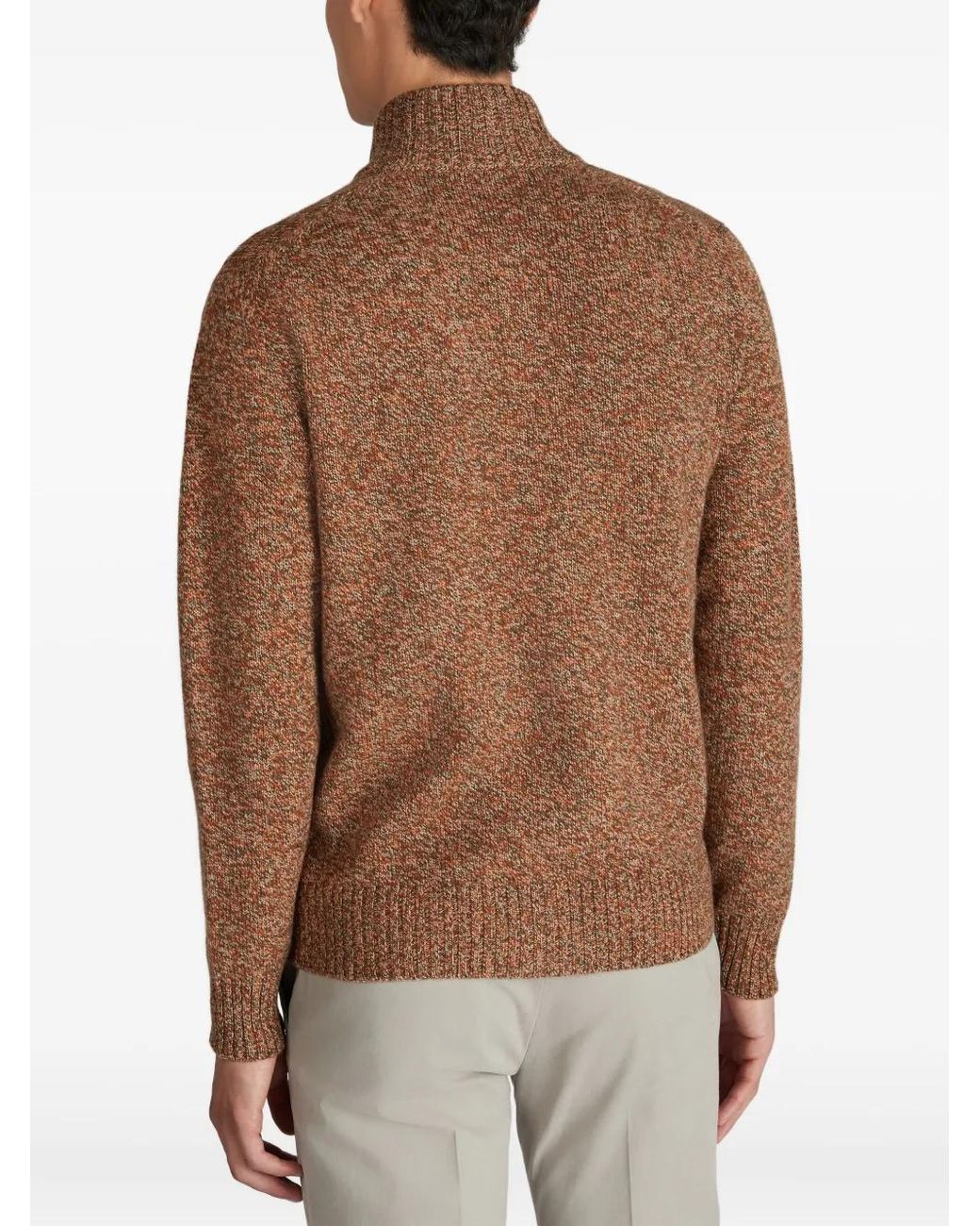 Zanone Brown Geelong Wool Cardigan for men