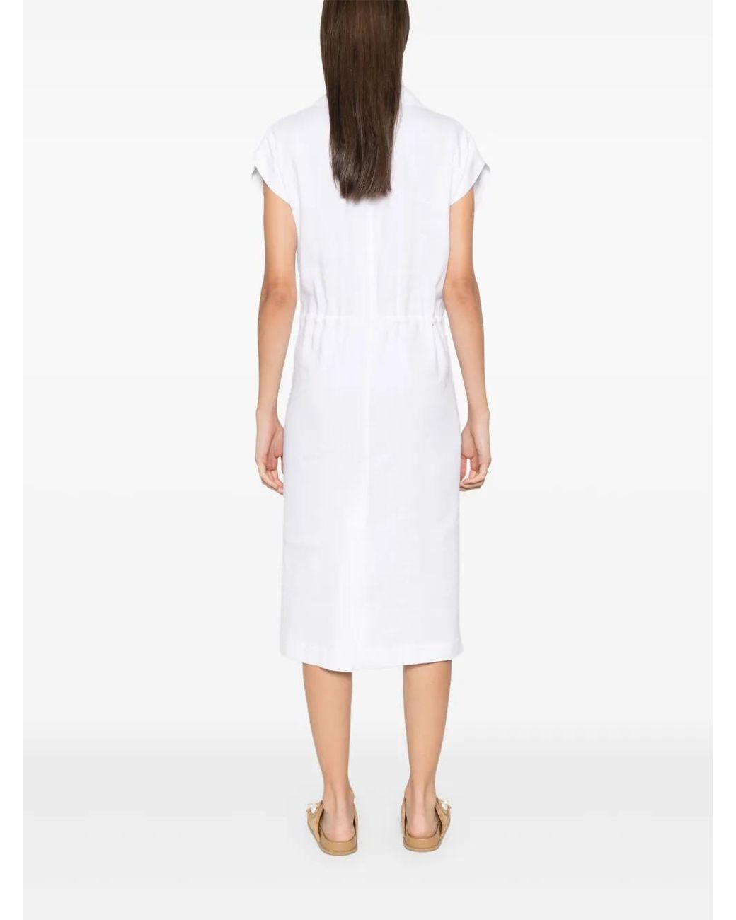 Lorena Antoniazzi White Linen Twill Button-Down Dress