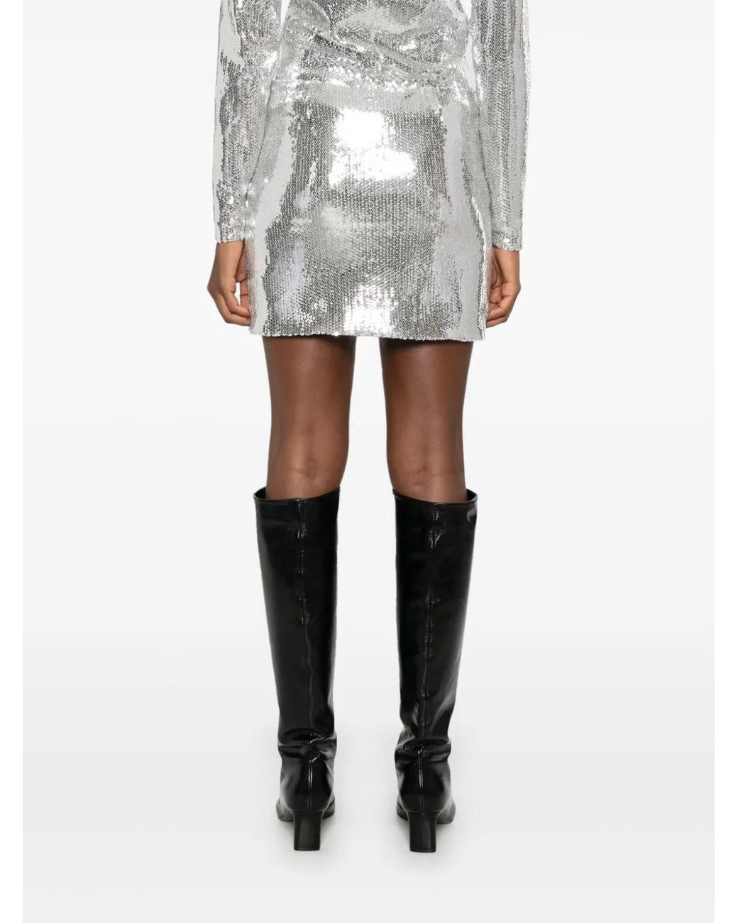 ROTATE BIRGER CHRISTENSEN Metallic Mid-Rise Sequin Mini Skirt