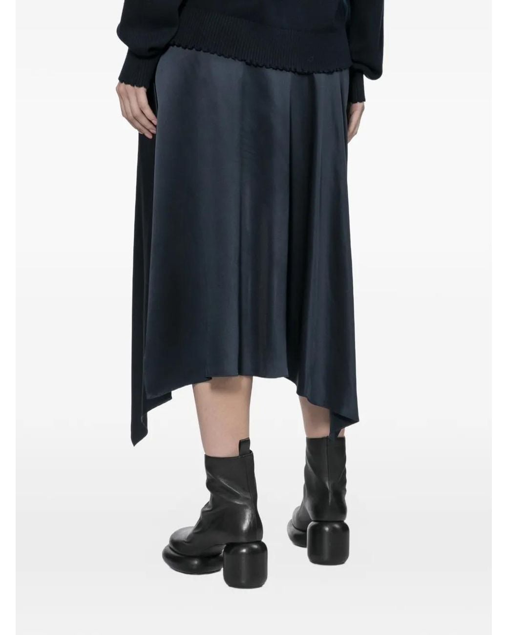 Helmut Lang Blue Asymmetric Gathered Skirt