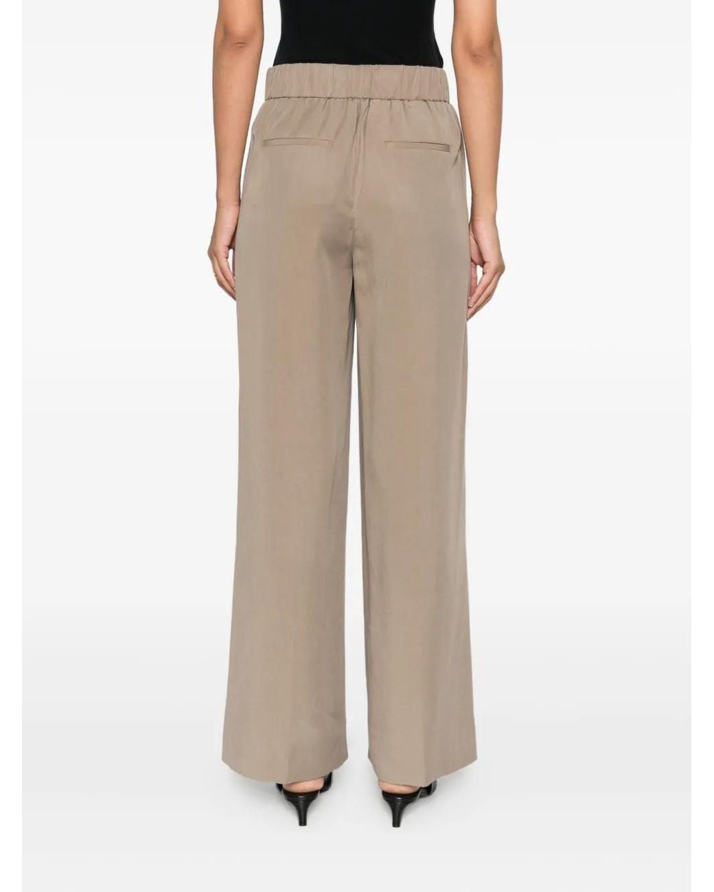 Peserico Natural Elastic-Waist Wide-Leg Trousers