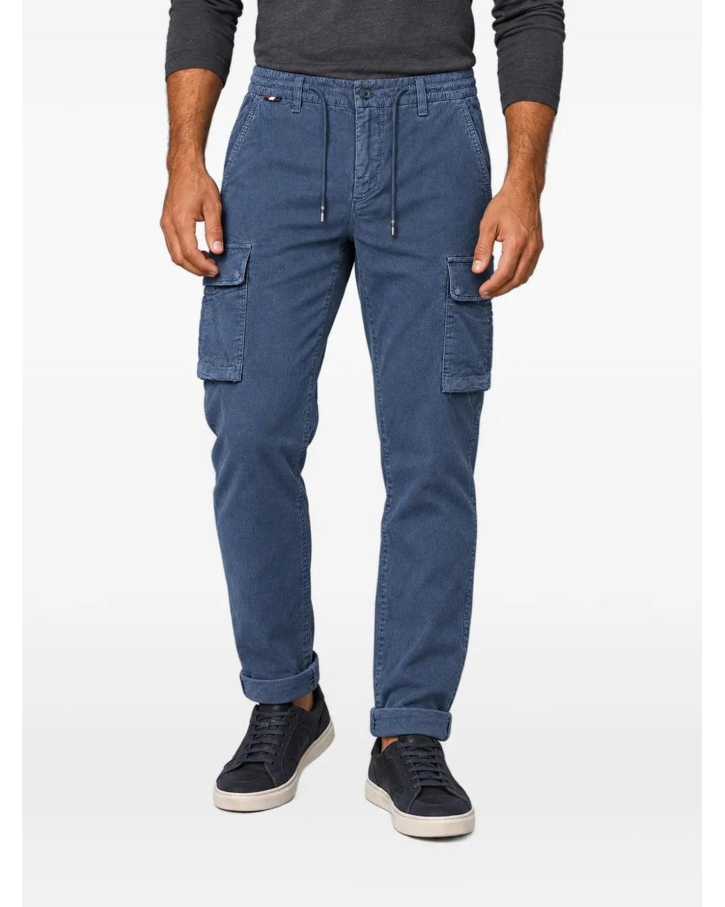 Mason's Blue Drawstring Cargo Pants for men