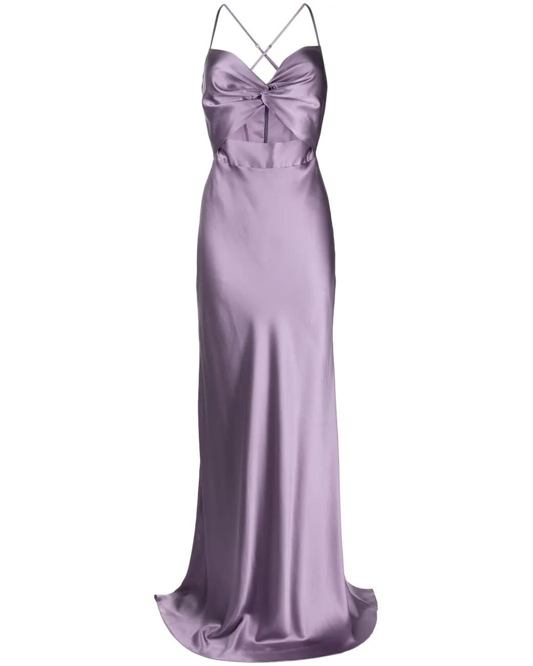 Michelle Mason Purple Twisted-Bodice Silk Gown