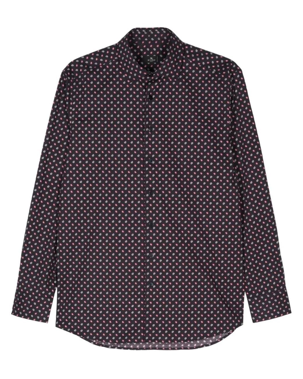 Etro Blue Cotton Shirt With Paisley Print for men