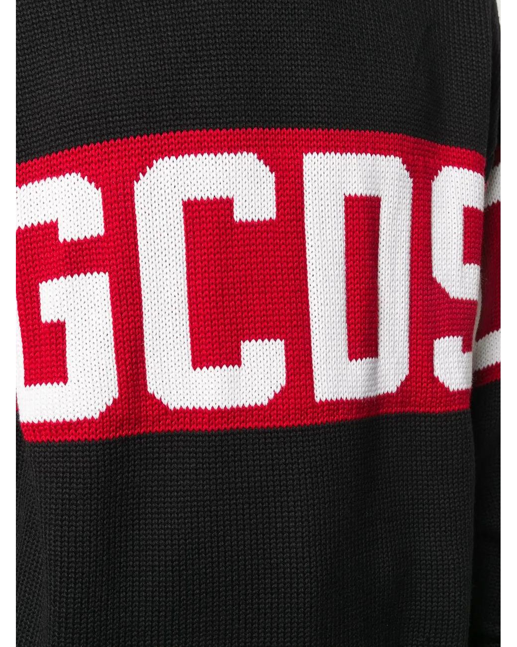 Gcds Black Crewneck Sweater With Logo for men