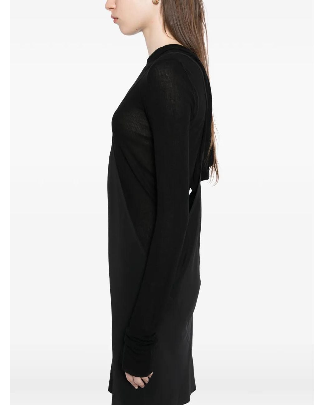 Rick Owens Black Cropped Hoodie
