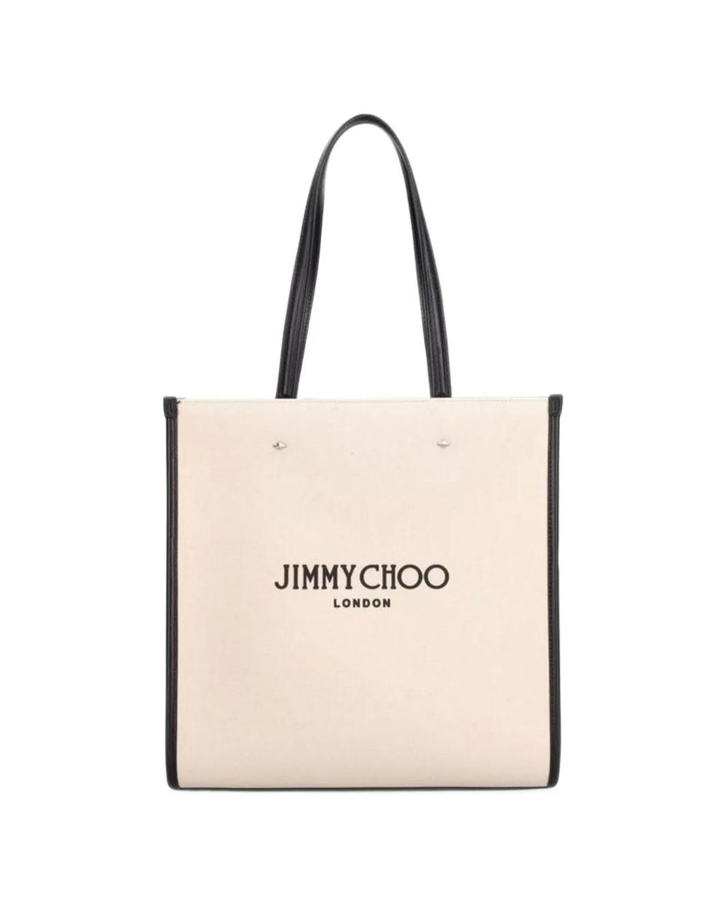 Jimmy Choo Natural Logo-Print Canvas Tote Bag
