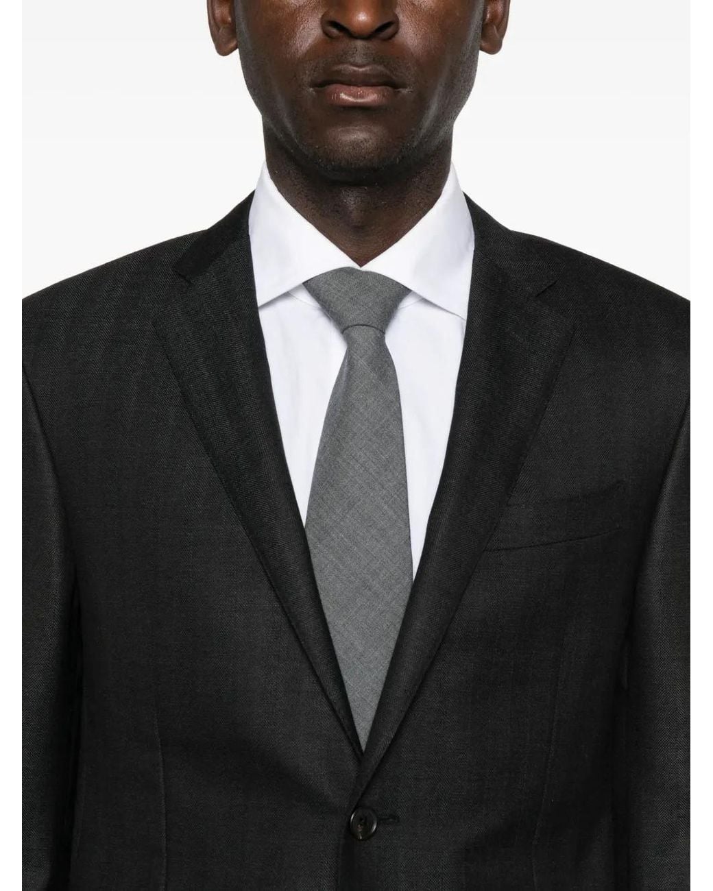 Corneliani Black Pinstripe Wool Suit for men