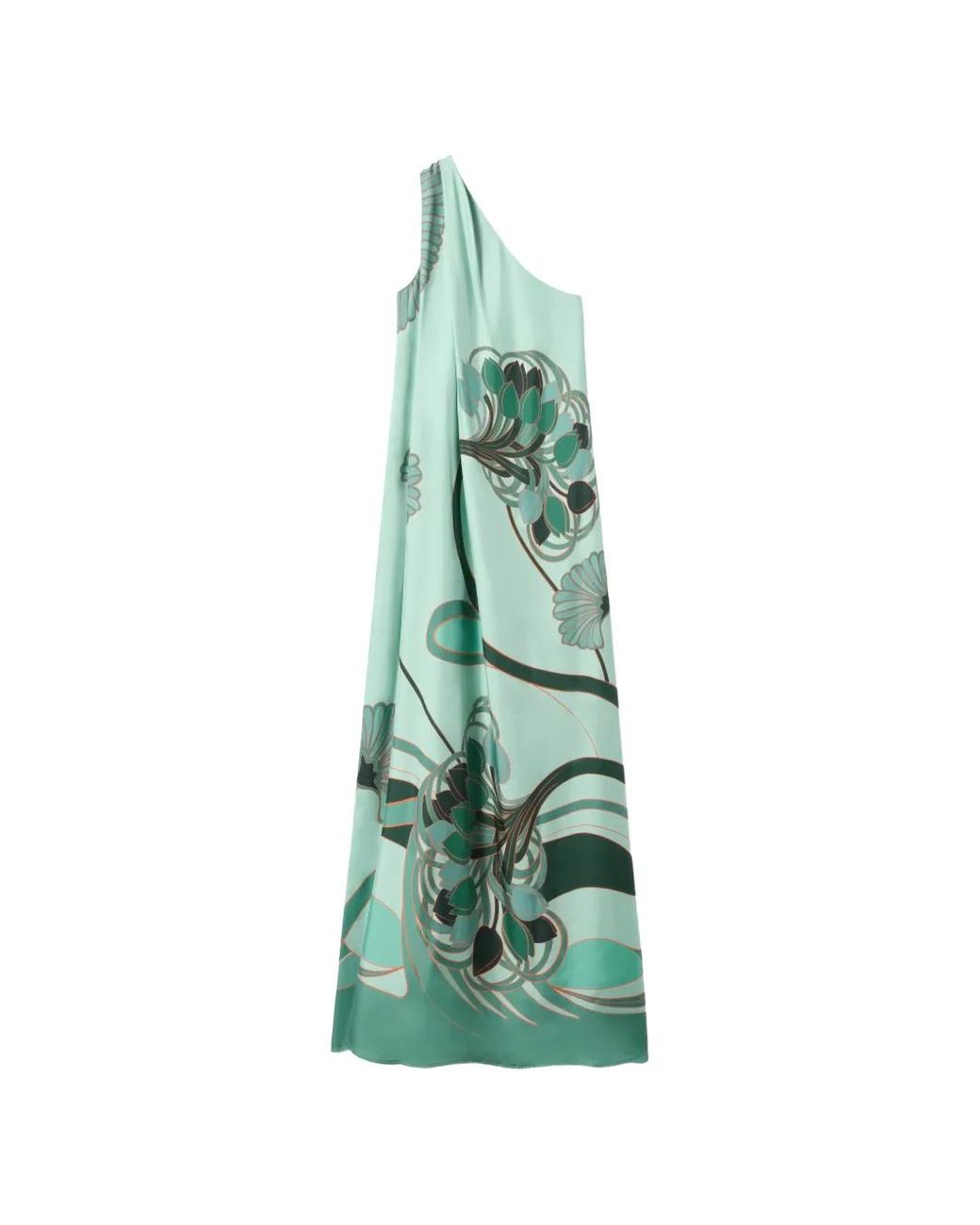 LaDoubleJ Green Roy One-Shoulder Floral-Print Dress